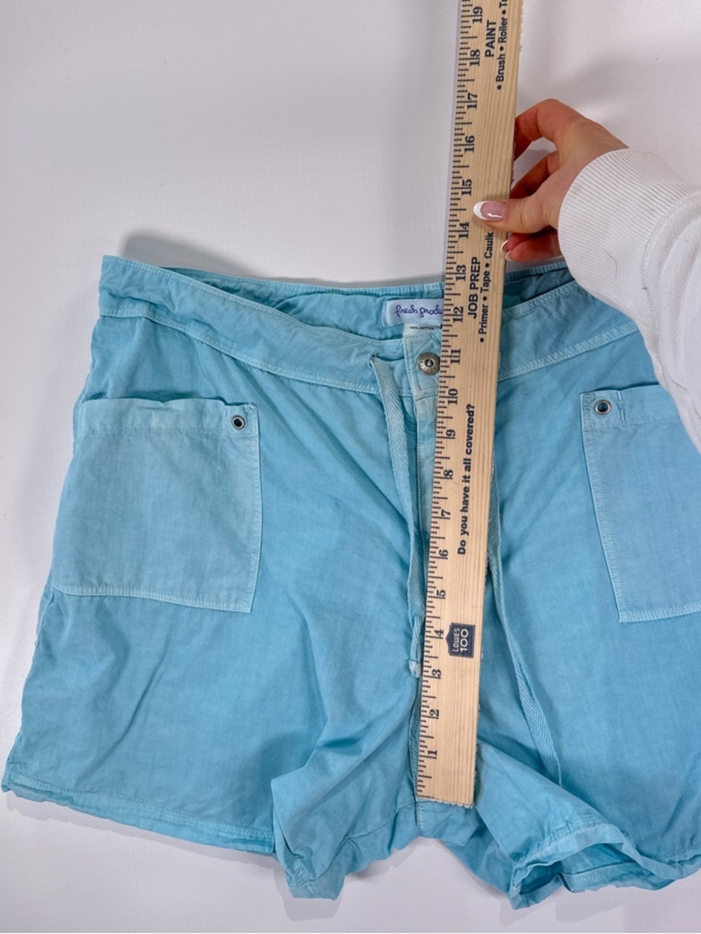 Fresh Produce Women’s Lorlin Cotton Drawstring Shorts Aqua XL - Picture 8 of 9